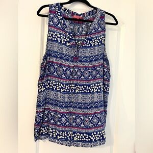 Navy Floral Sleeveless Tank Top